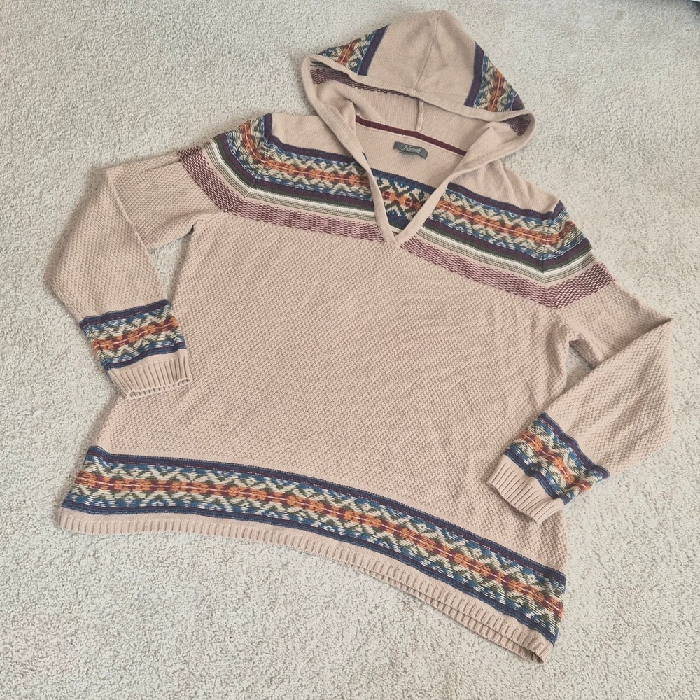 Natural Reflections Southwestern Fair Isle Knit Hoodie Sweater Womens XXL Aztec
